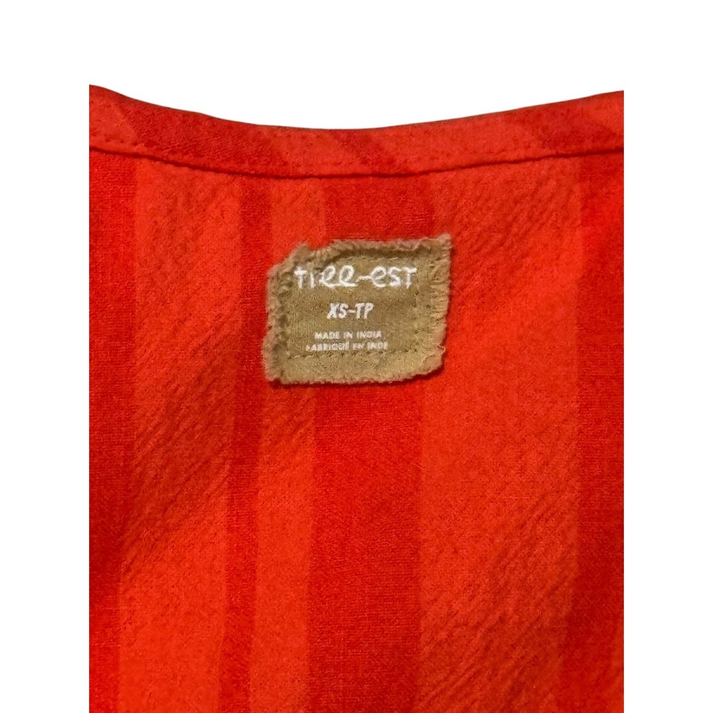 Free People we the free Cara Vest szXS Orange Striped Button Down Waistcoat boho - Picture 3 of 5